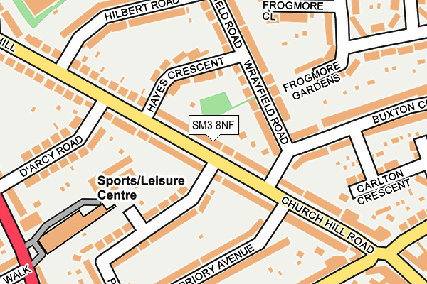 SM3 8NF map - OS OpenMap – Local (Ordnance Survey)