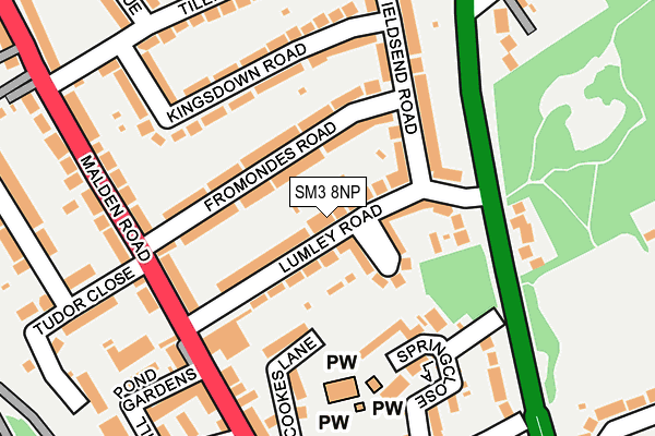 SM3 8NP map - OS OpenMap – Local (Ordnance Survey)