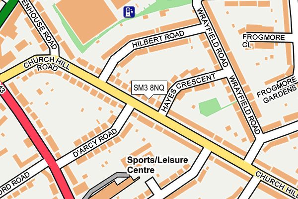 SM3 8NQ map - OS OpenMap – Local (Ordnance Survey)