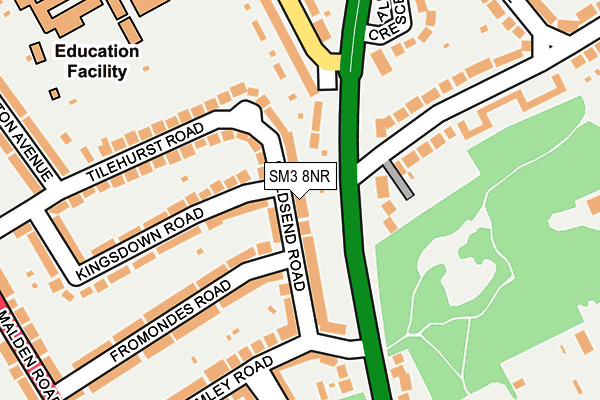 SM3 8NR map - OS OpenMap – Local (Ordnance Survey)