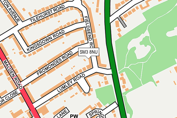 SM3 8NU map - OS OpenMap – Local (Ordnance Survey)