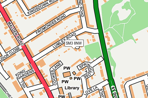 SM3 8NW map - OS OpenMap – Local (Ordnance Survey)