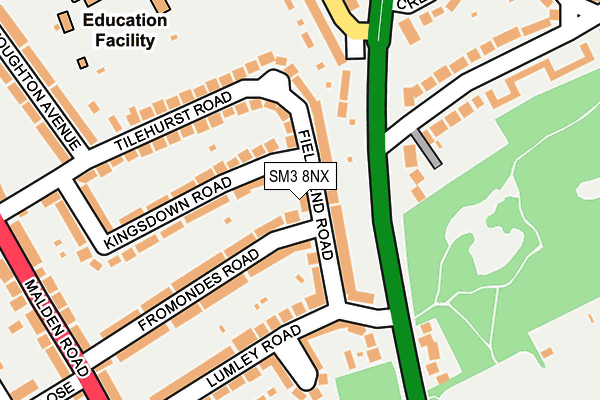 SM3 8NX map - OS OpenMap – Local (Ordnance Survey)