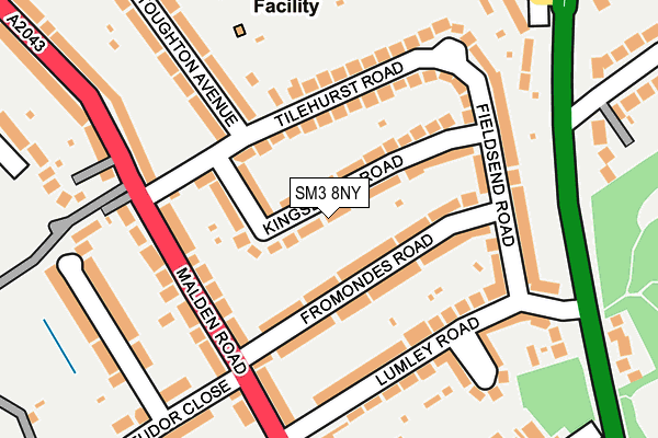 SM3 8NY map - OS OpenMap – Local (Ordnance Survey)