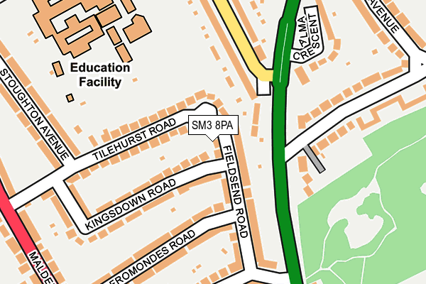 SM3 8PA map - OS OpenMap – Local (Ordnance Survey)