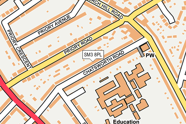 SM3 8PL map - OS OpenMap – Local (Ordnance Survey)