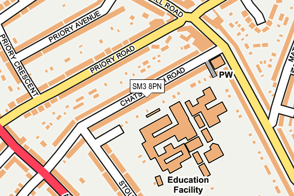 SM3 8PN map - OS OpenMap – Local (Ordnance Survey)