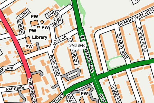 SM3 8PR map - OS OpenMap – Local (Ordnance Survey)