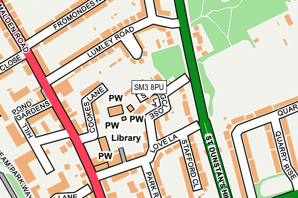 SM3 8PU map - OS OpenMap – Local (Ordnance Survey)