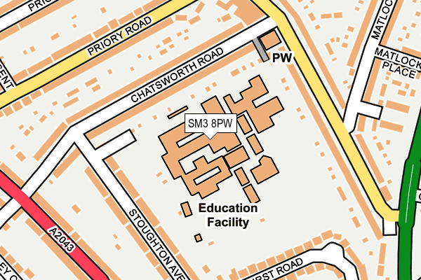 SM3 8PW map - OS OpenMap – Local (Ordnance Survey)