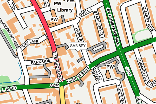 SM3 8PY map - OS OpenMap – Local (Ordnance Survey)