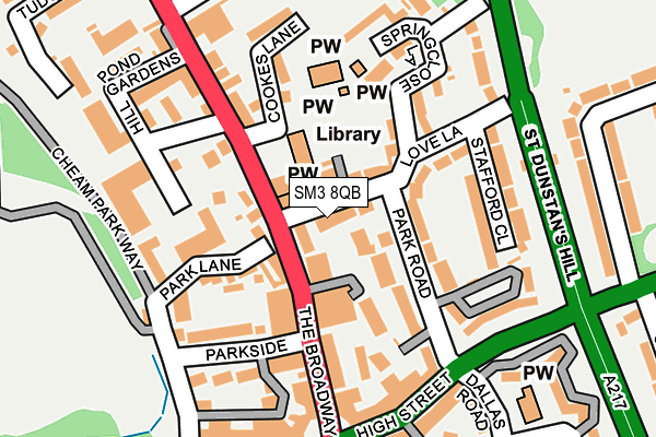 SM3 8QB map - OS OpenMap – Local (Ordnance Survey)