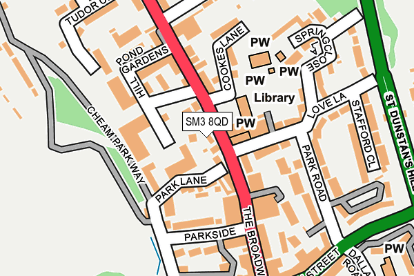 SM3 8QD map - OS OpenMap – Local (Ordnance Survey)