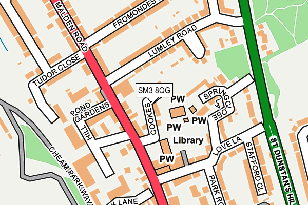 SM3 8QG map - OS OpenMap – Local (Ordnance Survey)