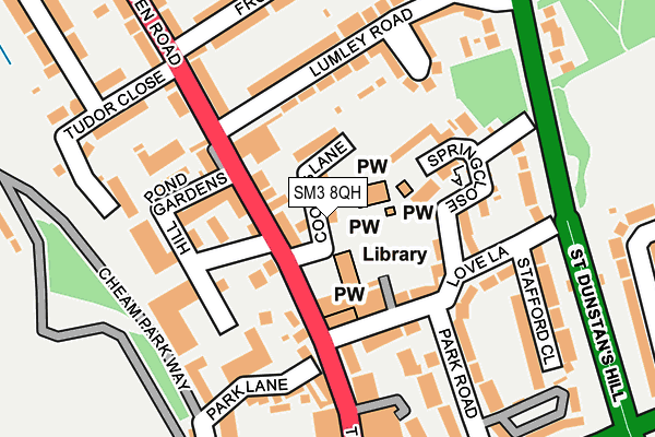 SM3 8QH map - OS OpenMap – Local (Ordnance Survey)