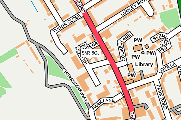 SM3 8QJ map - OS OpenMap – Local (Ordnance Survey)