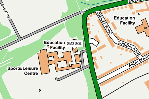 SM3 8QL map - OS OpenMap – Local (Ordnance Survey)