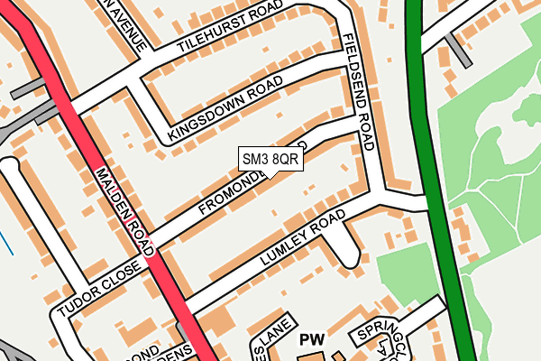 SM3 8QR map - OS OpenMap – Local (Ordnance Survey)