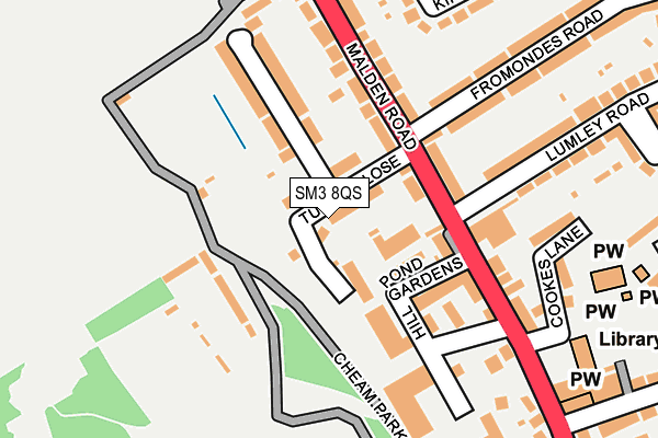 SM3 8QS map - OS OpenMap – Local (Ordnance Survey)