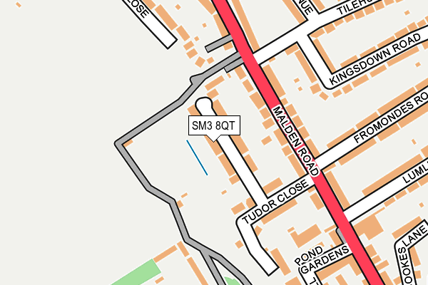 SM3 8QT map - OS OpenMap – Local (Ordnance Survey)
