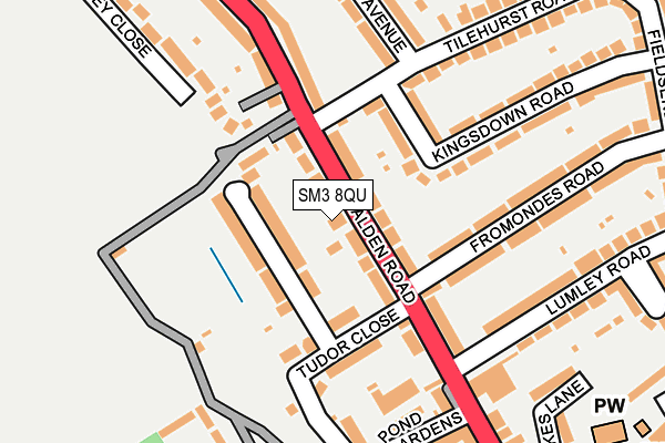 SM3 8QU map - OS OpenMap – Local (Ordnance Survey)