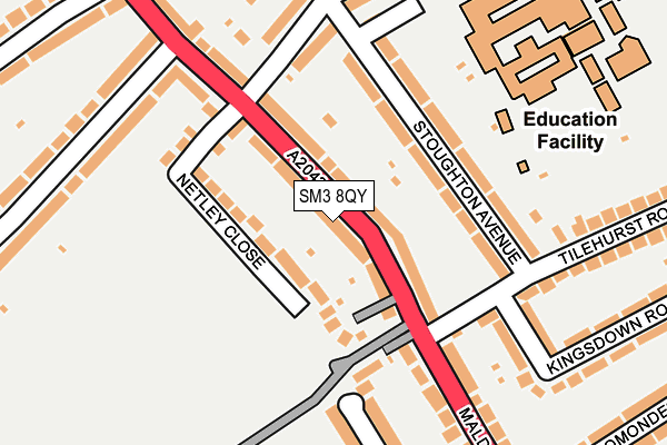 SM3 8QY map - OS OpenMap – Local (Ordnance Survey)