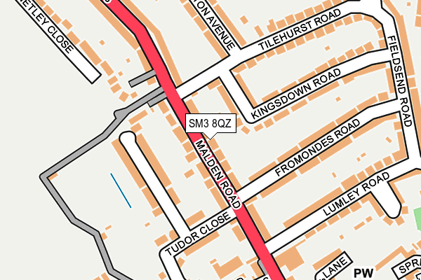 SM3 8QZ map - OS OpenMap – Local (Ordnance Survey)