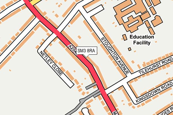 SM3 8RA map - OS OpenMap – Local (Ordnance Survey)