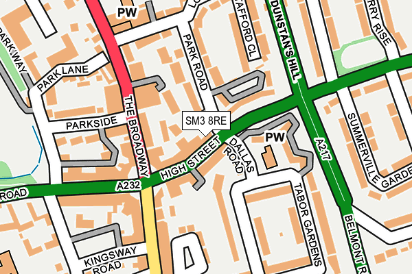 SM3 8RE map - OS OpenMap – Local (Ordnance Survey)