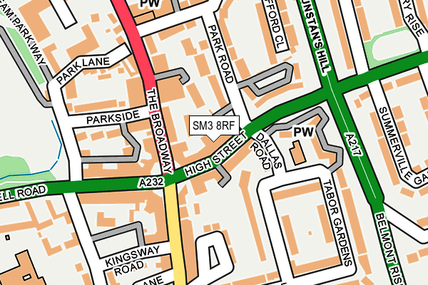 SM3 8RF map - OS OpenMap – Local (Ordnance Survey)