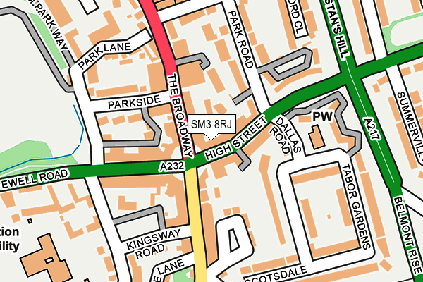 SM3 8RJ map - OS OpenMap – Local (Ordnance Survey)