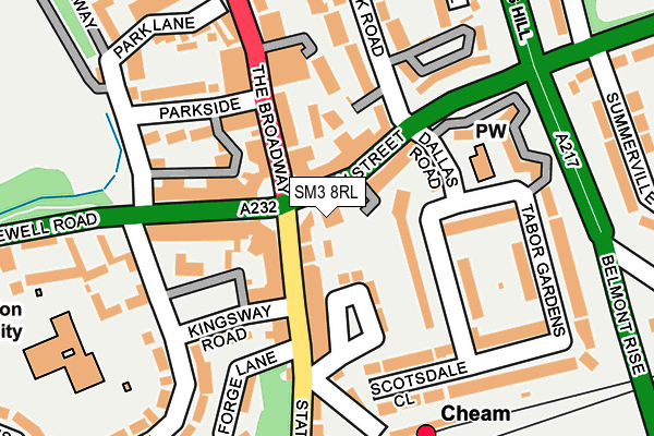 SM3 8RL map - OS OpenMap – Local (Ordnance Survey)