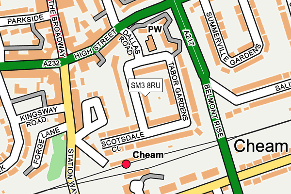 SM3 8RU map - OS OpenMap – Local (Ordnance Survey)
