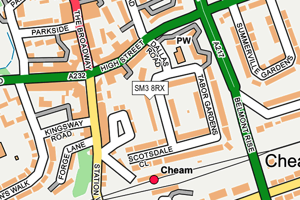 SM3 8RX map - OS OpenMap – Local (Ordnance Survey)