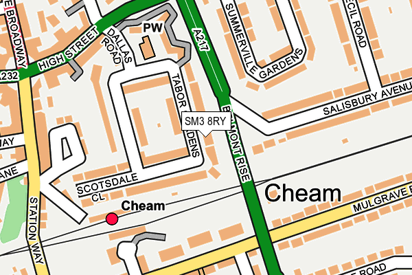 SM3 8RY map - OS OpenMap – Local (Ordnance Survey)