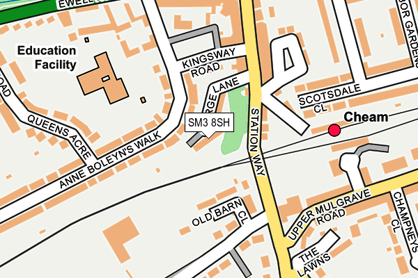 SM3 8SH map - OS OpenMap – Local (Ordnance Survey)