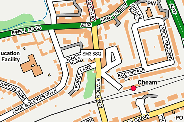 SM3 8SQ map - OS OpenMap – Local (Ordnance Survey)