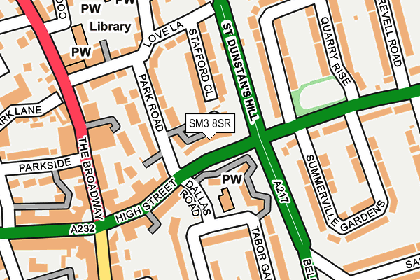 SM3 8SR map - OS OpenMap – Local (Ordnance Survey)