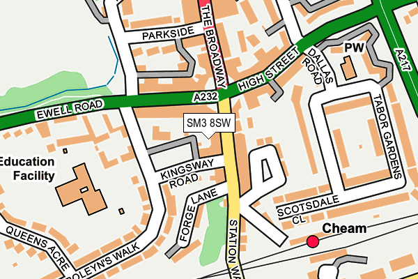 SM3 8SW map - OS OpenMap – Local (Ordnance Survey)