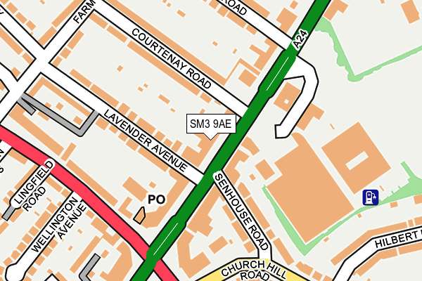 SM3 9AE map - OS OpenMap – Local (Ordnance Survey)