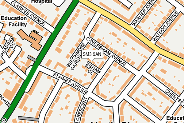 SM3 9AN map - OS OpenMap – Local (Ordnance Survey)