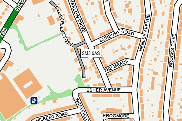 SM3 9AS map - OS OpenMap – Local (Ordnance Survey)