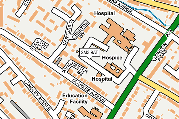 SM3 9AT map - OS OpenMap – Local (Ordnance Survey)