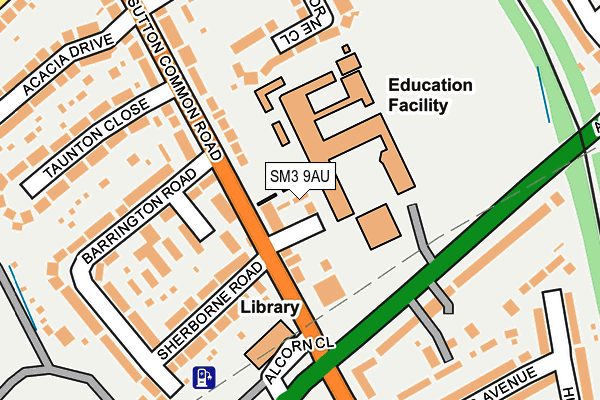 SM3 9AU map - OS OpenMap – Local (Ordnance Survey)