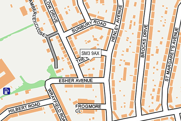 SM3 9AX map - OS OpenMap – Local (Ordnance Survey)