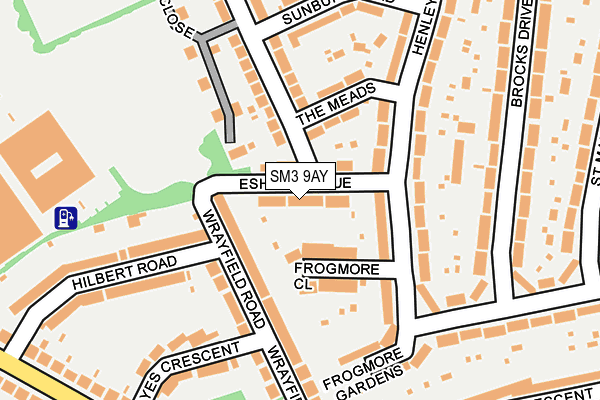 SM3 9AY map - OS OpenMap – Local (Ordnance Survey)