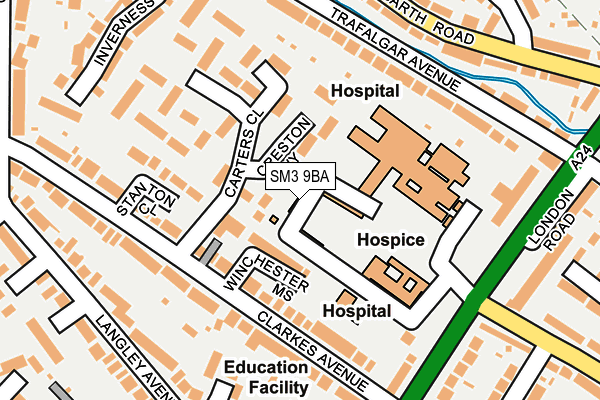 SM3 9BA map - OS OpenMap – Local (Ordnance Survey)