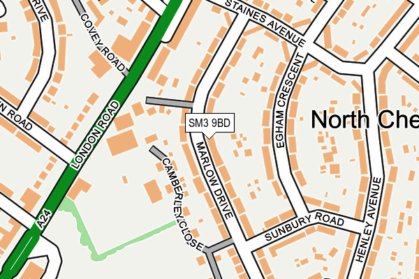 SM3 9BD map - OS OpenMap – Local (Ordnance Survey)