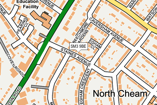 SM3 9BE map - OS OpenMap – Local (Ordnance Survey)