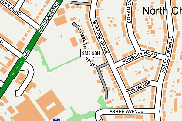 SM3 9BH map - OS OpenMap – Local (Ordnance Survey)